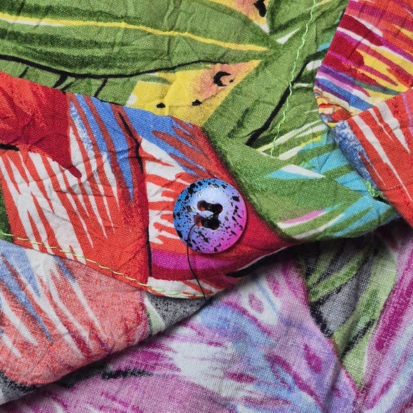 VTG Jams‎ World Hawaiian Aloha Shirt Made in USA Bold Floral Tropical Men's XL - Picture 5 of 7